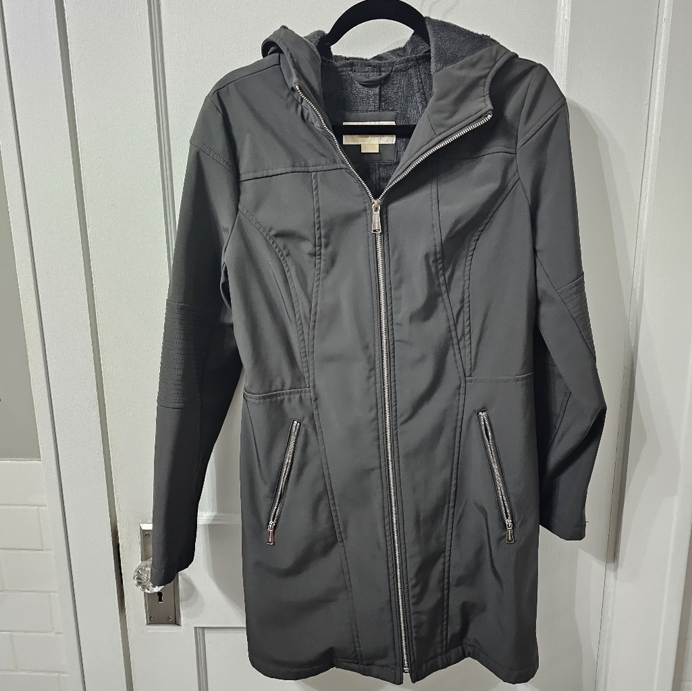 MICHAEL KORS Women’s Gray Fur Lined Lightweight Winter Jacket Size Medium - Picture 10 of 11